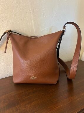 Coach Tan Pebbled Leather Tote with Gold Logo